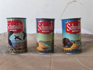 lot 61 image: Vintage Schmidt beer cand that have been made into steins, using the Schmidt Beer Canhandle