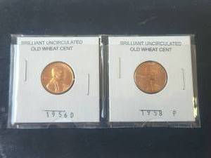 lot 110 image: Selection of 2 brilliant uncirculated wheat cents