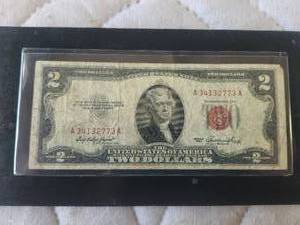 lot 113 image: 1953 Red seal $2 note - United States Note