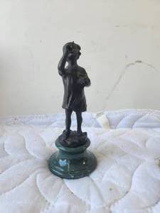 lot 136 image: Vintage bronze statue of girl blowing bubbles