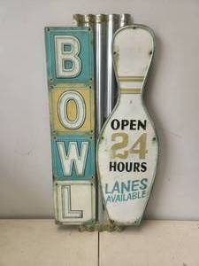 lot 195 image: Bowling Sign wall decor.