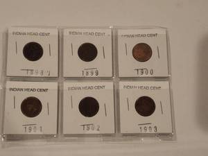 lot 265 image: Selection of 6 Indian Head One Cent pieces