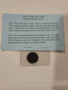 lot 256 image: Civil War Indian Head Cent - 1865