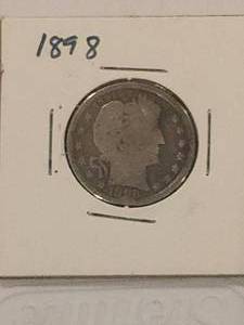 lot 142 image: 1898 Barber silver quarter dollar