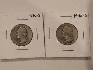 lot 300 image: Selection of 2 vintage quarters - 1936-S and 1940-D