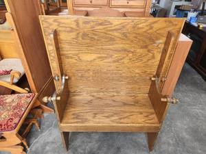 lot 236 image: Antique New England hutch top table to bench seat