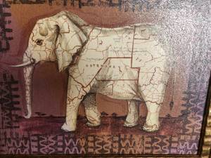 lot 288 image: Selection of African themed wall art - elephant and lion