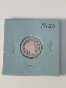 lot 312 image: 1912-D Barber silver dime