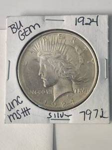 lot 315 image: 1924 Peace Silver dollar