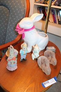 lot 31 image: Easter Bunny Planter and Figurines