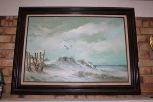 lot 40 image: Framed Painting of Sandy Seashore signed by Collins