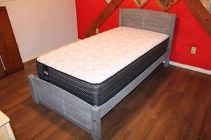 lot 65 image: Twin Size Bed Frame Rustic Grey Motif