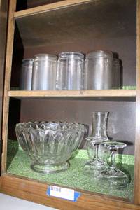 lot 84 image: Plastic Glass Set, Glass Bowl, Champagne Coupe Pair