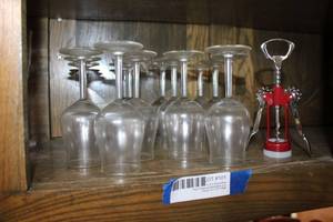 lot 101 image: Small Wine Goblet Set and Bottle Opener