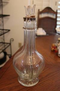 lot 121 image: 4 Chamber Liquor Dispenser with Cork Stoppers marked made in France
