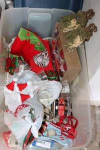lot 168 image: Christmas Decorations Glass Ornaments, Glasses, Stockings