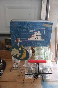lot 187 image: Christmas Glasses, Candle Holders, Old Fashioned Popcorn Popper