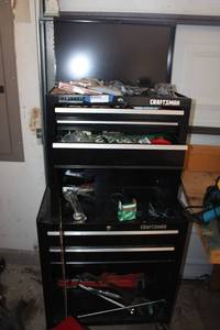 lot 196 image: Black 2-tier Craftsman Tool Chest with Key and Contents