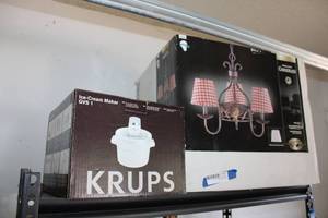 lot 201 image: Krups Ice Cream Maker and Hampton Bay 3-Light Candelabra
