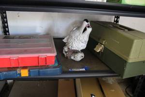 lot 206 image: Tackle Box, Wolf Figurine, Hardware Sorter, Tool Set