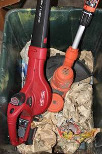 lot 243 image: Craftsman Leaf Blower Cordless and Black&Decker Electric Weed Wacker