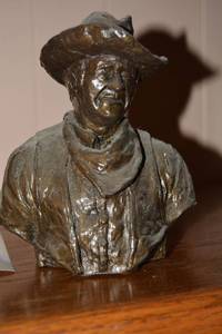 lot 2 image: Bronzed John Wayne Bust Statue