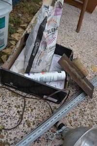 lot 248 image: Misc. Industrial Tile, Grout, Trowel, Lamp