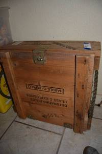 lot 11 image: Empty Wooden Box Crate marked Detonating Fuzes