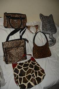 lot 56 image: Animal Print Purses, Bags and Cat Pillow