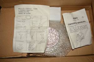 lot 31 image: 3 Tiered Terra Cotta Fountain still in Original Packaging - needs assembled