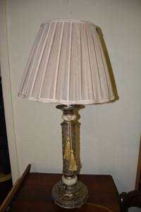 lot 79 image: Luxury Column Lamp with Gold and Marble Looking Accents