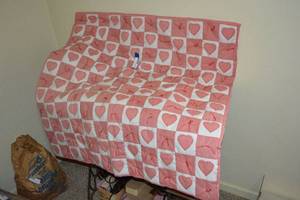 lot 95 image: Hand Quilted Heart Baby Blanket