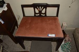 lot 106 image: Vintage Bench with Salmon Colored Seat