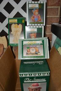 lot 335 image: Santa Bear Candy Jar, Decorative Clock, Teddy Bear Banks, and Angel Candle Holder