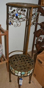 lot 346 image: Tall and Short Plant Stands with Ceramic Beads