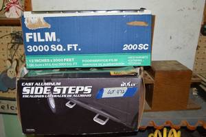 lot 472 image: Cast Aluminum Side Steps, Food Service Film, and Humidor Box