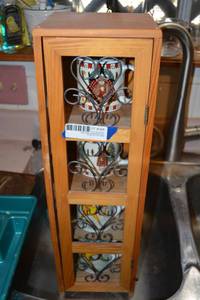lot 398 image: Miniature 4-Shelf Curio with Christmas Mugs