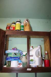 lot 577 image: Laundry Detergent, Fabric Softeners, Glittery Candles, Roll of Screen, Wall Clock and Lawn Insect Killers