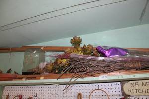 lot 565 image: Flower Arrangement, Terrarium, and Wood Boards