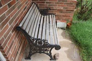 lot 585 image: Outdoor Bench, Planters, and Landscaping Rocks