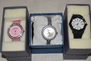 lot 596 image: (3) boxed Strada watches. Presented in gift boxes with booklets.