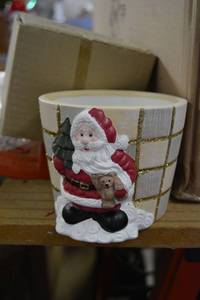 lot 505 image: Ceramic Pots with Santa and Tree Design
