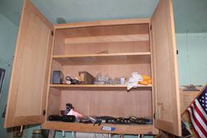 lot 451 image: Cabinet and Contents Tools - Hammers, Cordless Screwdriver, Stanley Screwdriver Set