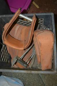 lot 512 image: Handcrafted Stirrups and Stirrup Making Supplies, Leather Pieces Already cut