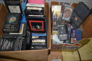 lot 562 image: Large Quantity of 8 Track Tapes and cassette tapes with and 8 track adapter