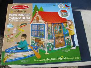 lot 31 image: NEW-Melissa & Doug-Combo Set- Park Ranger Cabin &  Boat Play Tent Activity Set