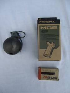 lot 69 image: MA-179E, Dummy, Inert Grenade Baseball  Grenade, MAG245 BRN MBUS FRONT SIGHT For AR-15 And MAGPUL MOE GRIP