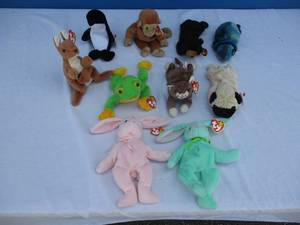lot 79 image: Lot Of 10-Mixed Ty Bennie Babies, All With Tags