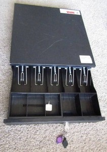 lot 106 image: Cash drawer with key and cell phone credit card swiper