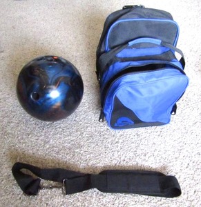lot 108 image: Bowling ball with matching tote bag